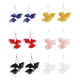 thumbnail image 3 of Pendientes colgantes de flores de tela Qarigey elegantes y livianos fáciles de combinar con cualquier atuendo blanco, 3 of 6