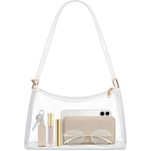 Clear Purses for Women, Clear Shoulder Bag for Stadium Events, Small Stadium Hobo Handbag for Concert Outfits