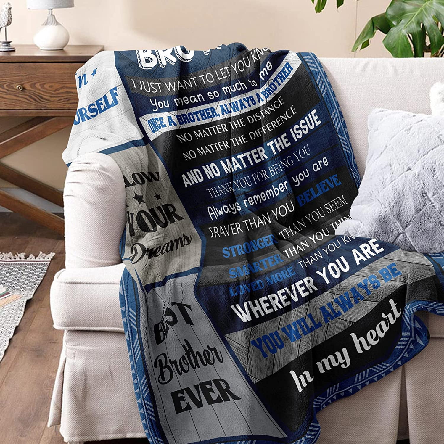 Wurfdecke Als Geschenk Für Bruder – 152 X 127 Cm, Weiches Fleece, Personalisierbar Mit Spruch – Für Geburtstag & Abschluss