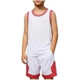 thumbnail image 5 of Ceisia Kids Basketball Uniform Set Sleeveless Jersey and Shorts with Color Trim Breathable Sportswear for Boys Youth White 4-5 Years Gifts for Father, 5 of 6