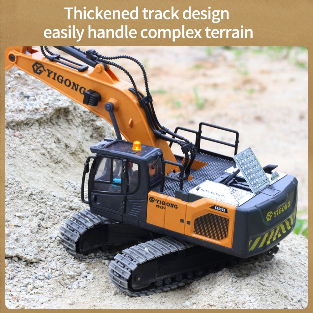 1:20 Inductive Infinite Rotation Remote Control Excavator, 11 Channel RC Construction Vehicle Toys, Rechargeable RC Engineering Car Gifts，2 Battery