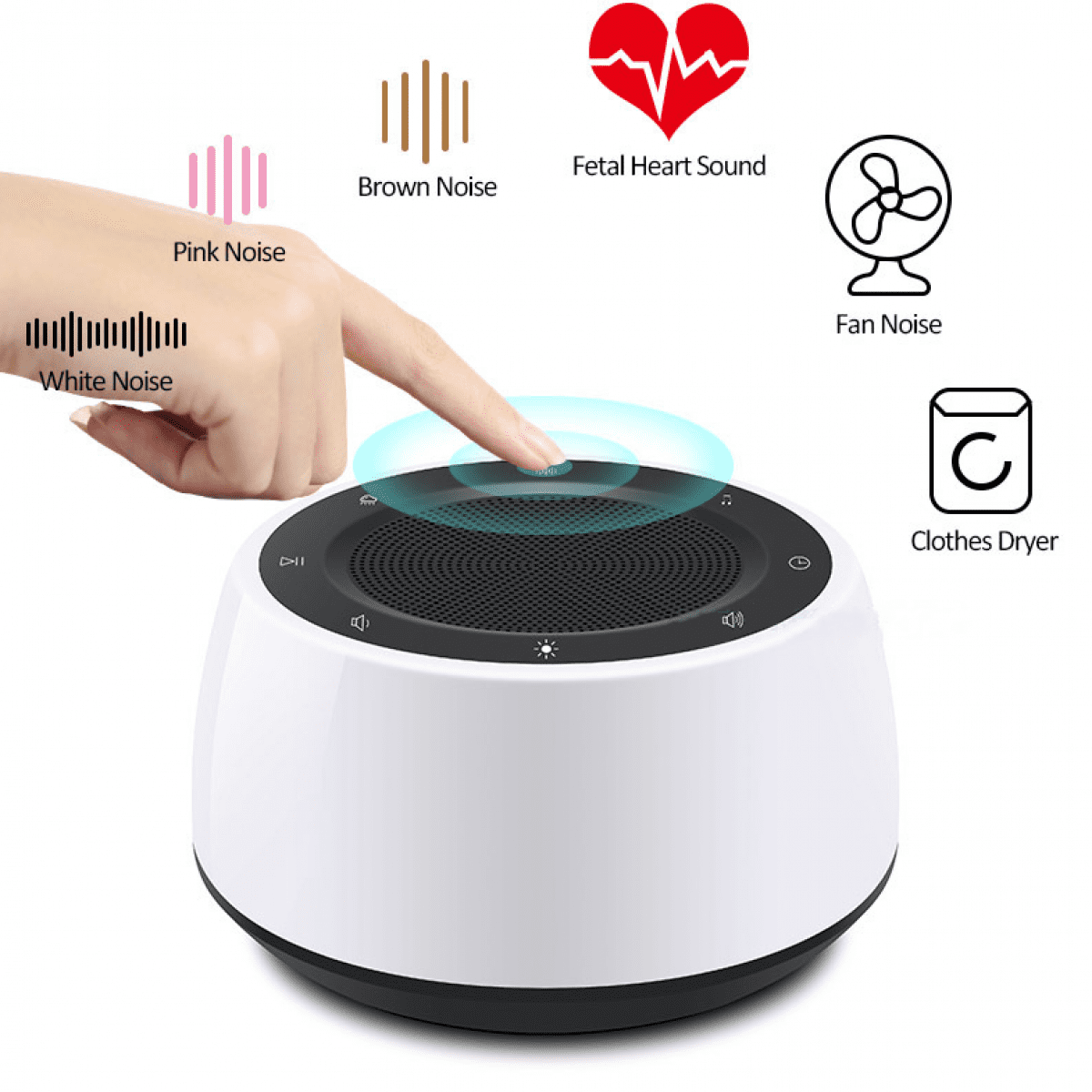 Hatch Rest Baby Sound Machine, Night Light | Sleep Trainer, Time-to-Rise Alarm Clock, White Noise Soother, Music & Stories for Nursery, Toddler & Kids Bedroom-BlackA800