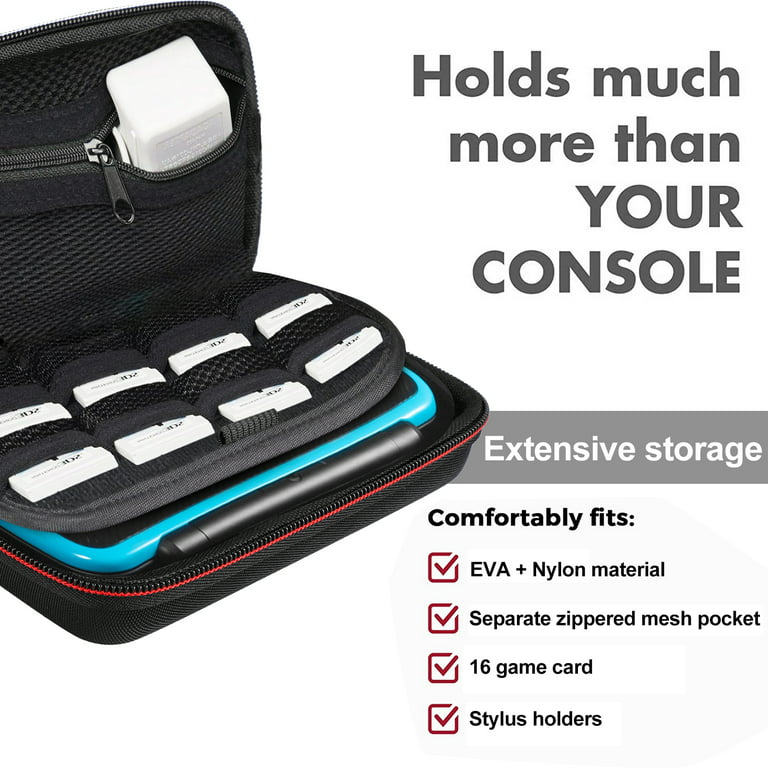 Carrying Case Fit for Nintendo 2DS XL, TSV Hard Travel Protective Case with 16 Game Slots, Removable Accessories Pouch, Black - Walmart.com