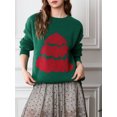 thumbnail image 2 of TheFound  Women's Christmas Tree Sweaters Drop Shoulder Long Sleeve Round Neck Ribbed Loose Knitted Tops, 2 of 8