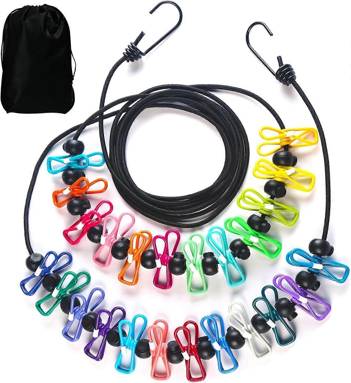 3.6M Travel Clothesline with 24 Clothes Clips, Retractable Clothesline ...
