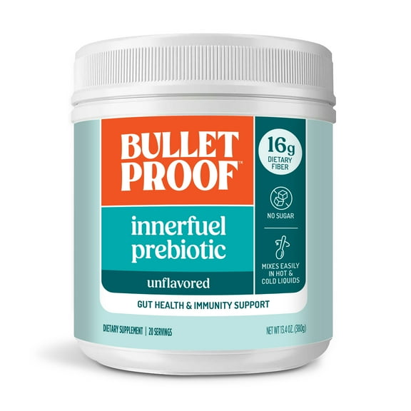 Bulletproof InnerFuel Prebiotic Fiber Powder, Unflavored, 13.4 Oz, Keto Plant-Based Supplement for Gut Health