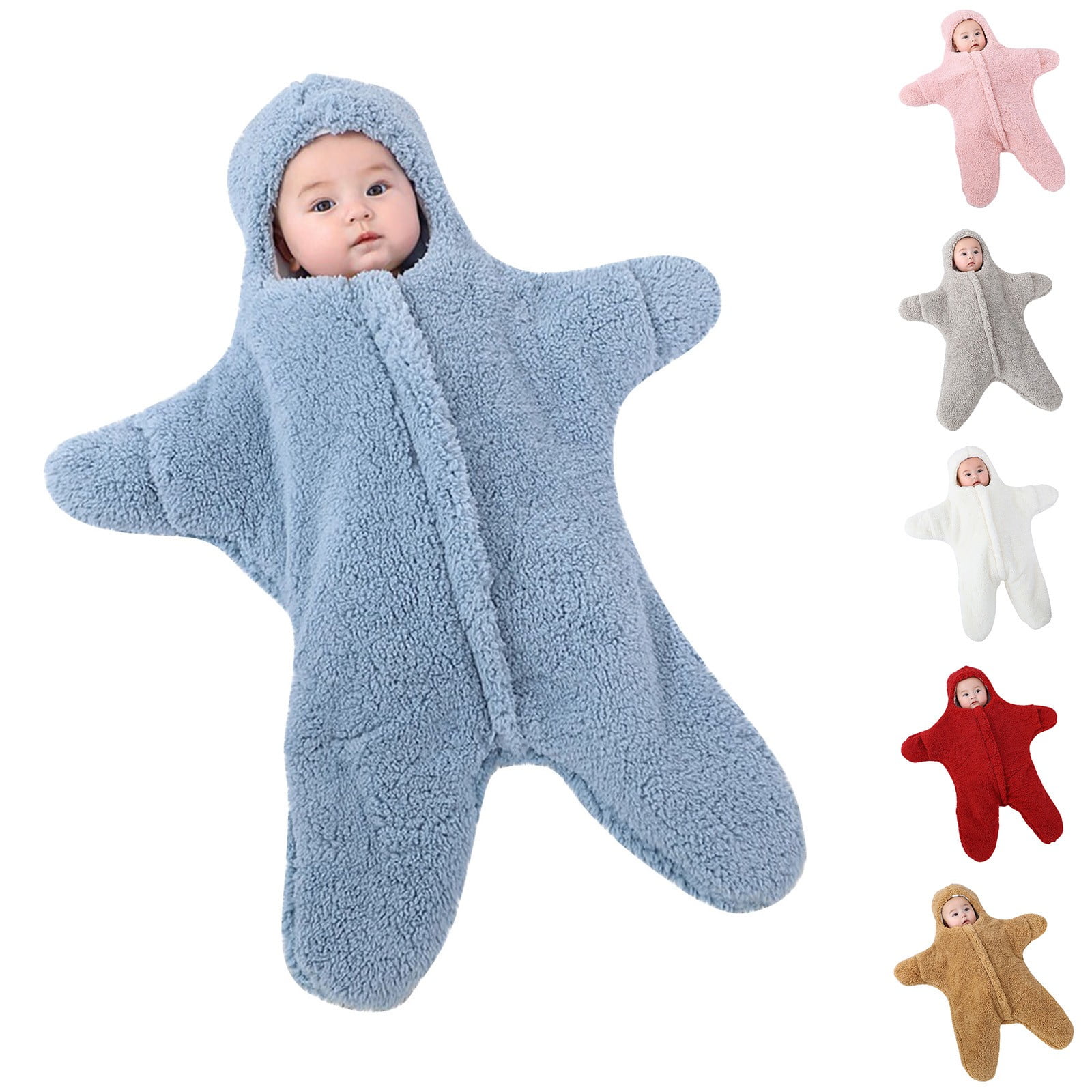 Baby Sleep Sack Boys Girls Fleece Winter Sleeping Long Sleeve Onesies Pajamas Star-Fish Warm Sleeping Bag Snowsuit, Blue, 9 Months