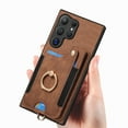 thumbnail image 5 of Phone Case for Samsung Galaxy S25 Ultra 5G Wallet Cell Cover with Tempered Glass Screen Protector Slim Lanyard Wrist Strap RFID Ring Stand Credit Card Holder Slot S25Ultra 25S S 25 25Ultra 6.9 Brown, 5 of 10