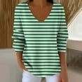 thumbnail image 2 of Feancey Womens Plus Size Cotton Sweaters Fall Trendy Striped Knitted Tops Loose Fit Casual Long Sleeve V Neck Sweater Soft Knit Jumpers Green 3XL, 2 of 7
