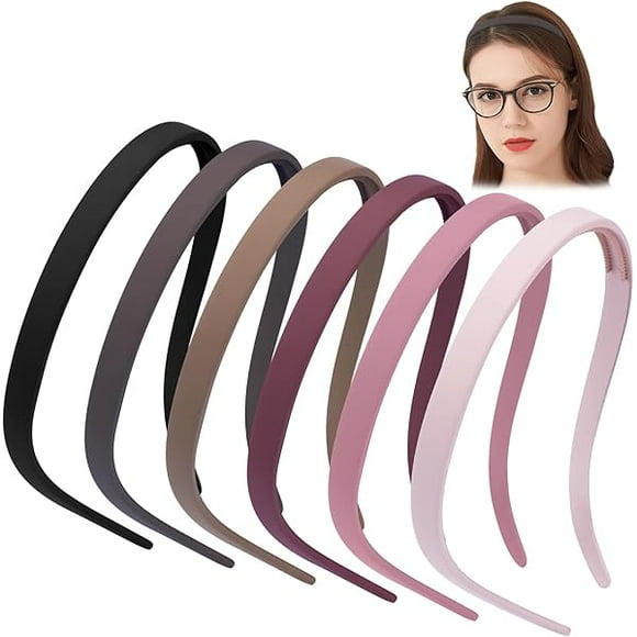 wonima11 Headbands for Glasses Wearers No Pressure No Headache Comfortable Hairbands Square Sunglasses Headband for Women Girls, Plastic Headbands with Teeth Non Slip 6Pcs