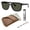 Polished Havana Brown Frame | Clear Gradient Brown Lens, variant on RB2213 Square Shaped Non-Polarized Sunglasses for Men & Women - Includes Official RAYBAN Eyewear Kit - Ideal Formal & Casual Wear Sunglasses - G-15 Green Lens