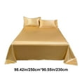 thumbnail image 3 of Btomtd 3Piece Ice Silk Bed Sheets Set Cooling and Soft Queen Comforter Set for All Seasons Includes 2 Pillowcases Machine Washable Fabric Bedding Set, 98.42'x90.55', Gold, 3 of 8