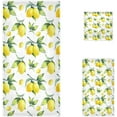 thumbnail image 2 of GZHJMY Fresh Yellow Lemon Leaves Pattern Soft Luxury Decorative Set of 3 Towels, 1 Bath Towel+1 Hand Towel+1 Washcloth, Multipurpose for Bathroom, Hotel, Gym, Spa and Beach, 2 of 5