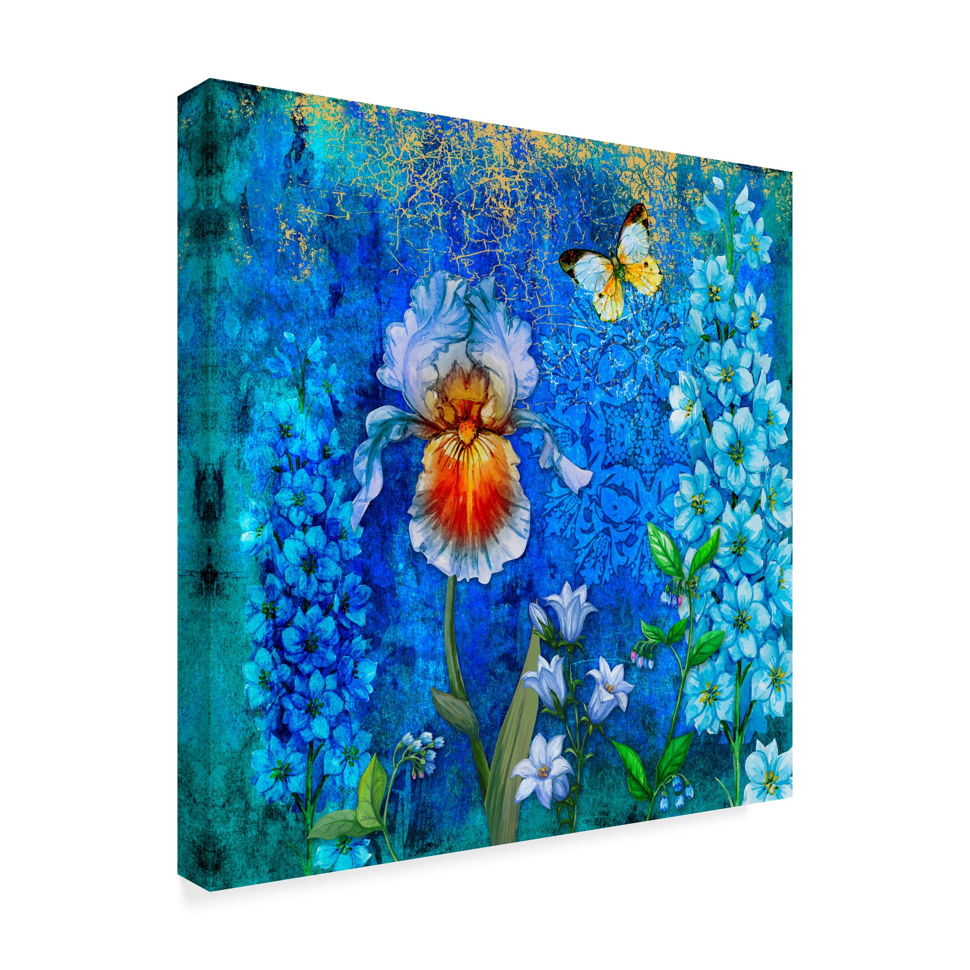 Trademark Fine Art 'Delphinium And Iris' Canvas Art by Maria Rytova