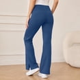 thumbnail image 5 of CBASIHI Womens Flare Leggings with Pockets Fleece Lined Workout Stretchy Elastic Waist Yoga Pants Blue L, 5 of 9