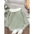 Jendukie Baby Girl Sweater Cardigan Rooster Embroidery Doll Collar Long