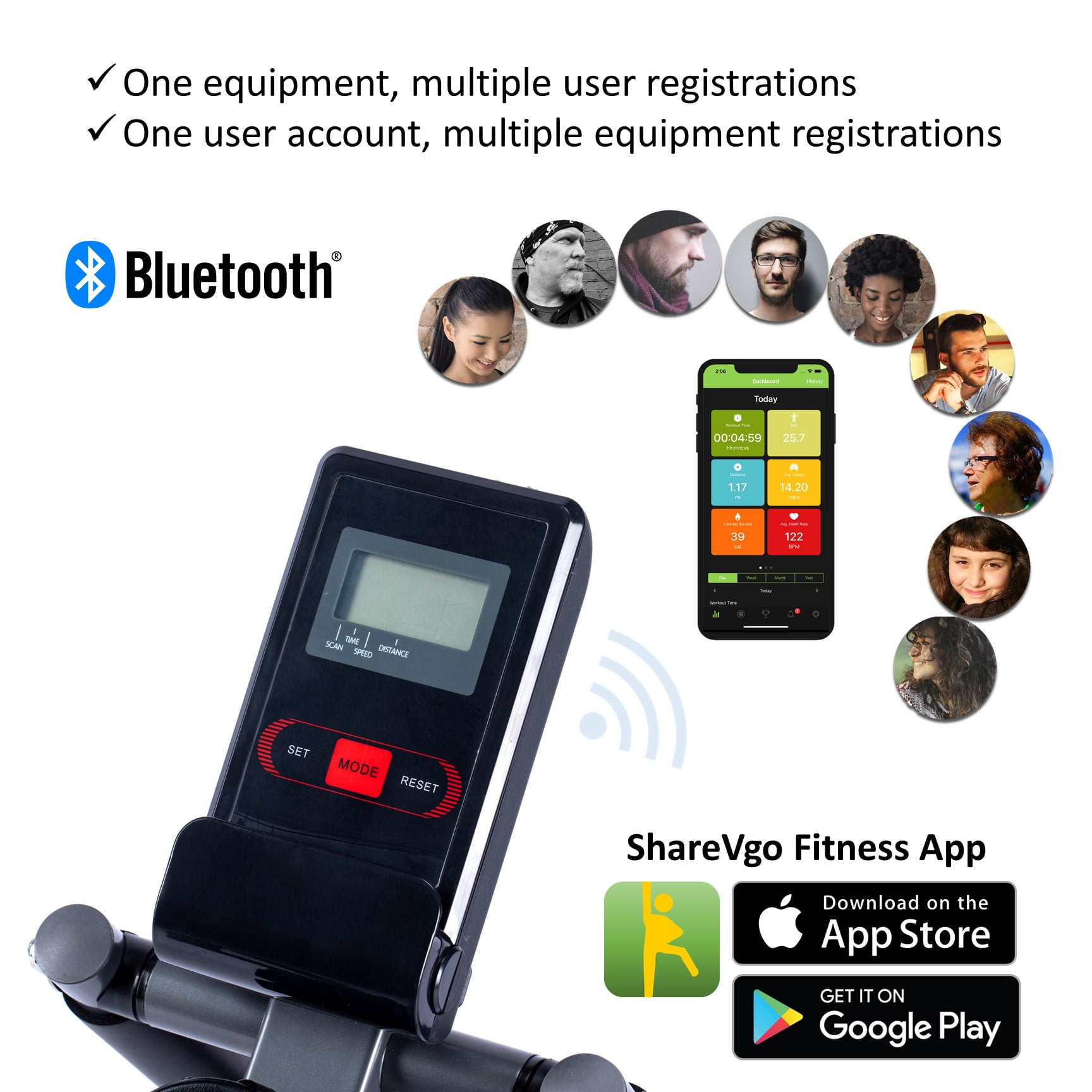 ShareVgo Smart Portable Mini Exercise Bike Bluetooth Folding Pedal Trainer for Legs and Arms - SPB1000