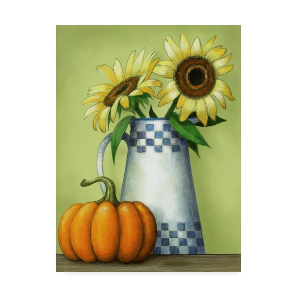 Trademark Fine Art 'Sunflowers And Pumpkins' Canvas Art by Margaret ...