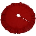 thumbnail image 2 of 60" Red Christmas Tree Skirt with Ruffled Edge by Primitive Home Decors, 2 of 5