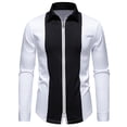 thumbnail image 1 of White Man Basic T Shirts Color Block Loose Fit Tops Tee for Man Long Sleeve Turtle Neck Wedding Guest Formal Date Night Gowns Evening Concert Summer Fall Shirts 2025 L, 1 of 7