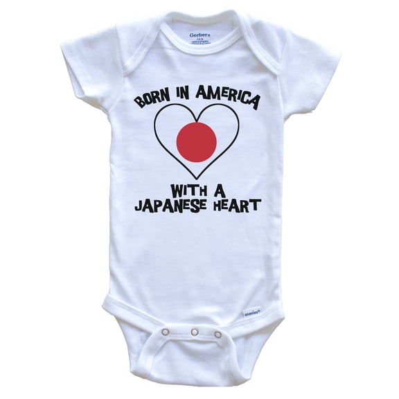 Born In America With A Japanese Heart Baby Bodysuit Japan Flag Baby Bodysuit, 0-3 Months White