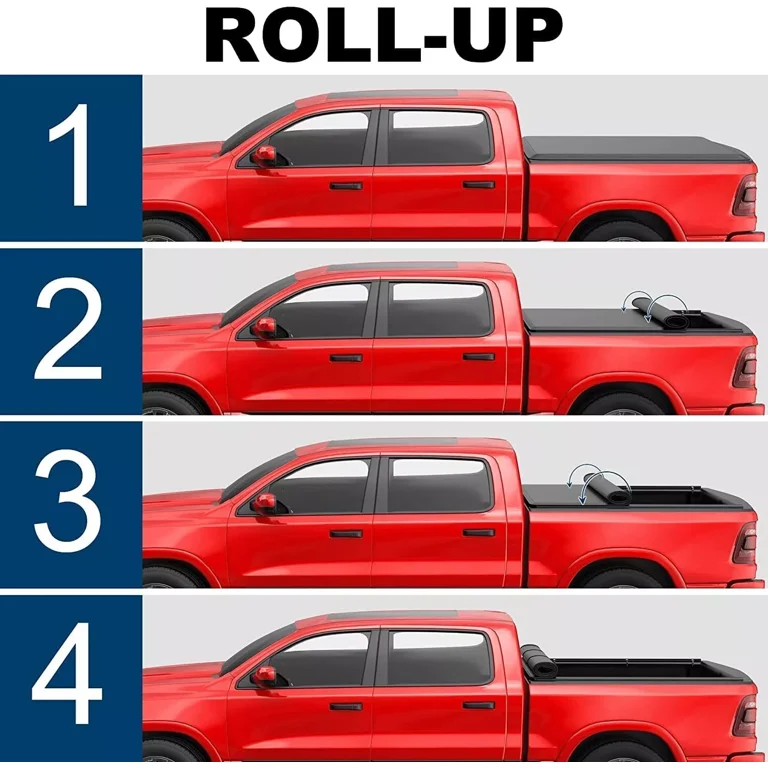 4-Fold Soft Tonneau Cover For 2014-2024 Toyota Tundra 5.5FT Bed - Black, Waterproof 9 thumbnail image