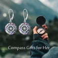 Compass Earrings Sterling Silver Circle Pendant with Color-change ...