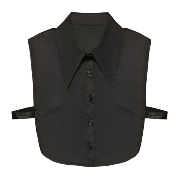 Blusa de media parte superior delicada con cuello falso para mujer y niña, chaqueta de uso diario Negro