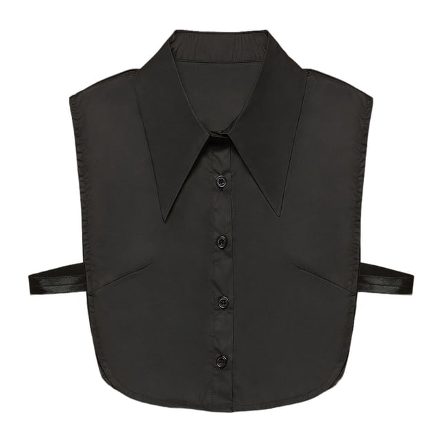 Blusa de media parte superior delicada con cuello falso para mujer y niña, chaqueta de uso diario Negro