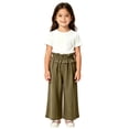 thumbnail image 5 of Girls Wide Leg Cotton Pants Paperbag High Waist Ruffle Hem Palazzo Trousers Kid Summer Baggy Oversize Casual Flowy Beachwear, 5 of 5