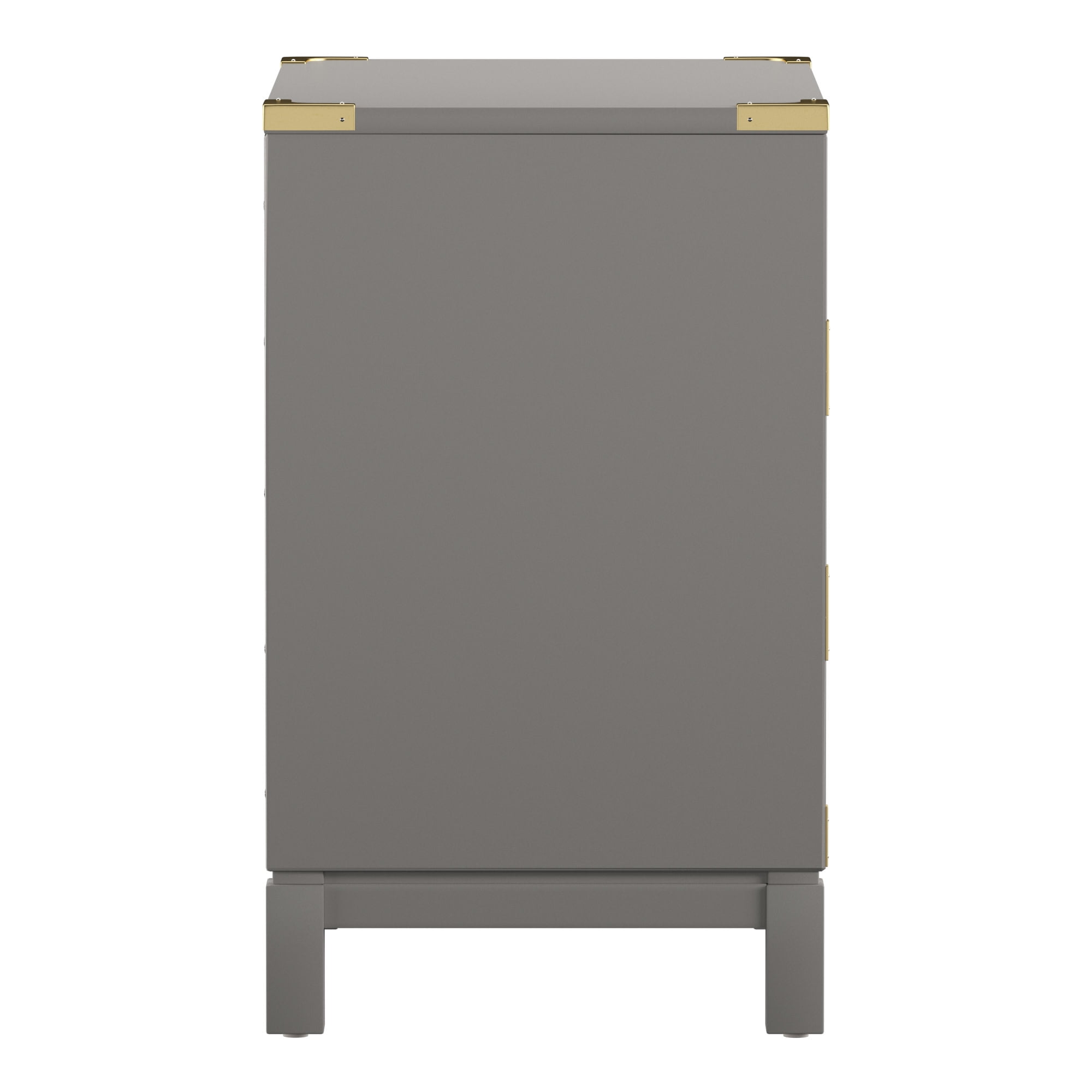 Weston Home Delacour Contemporary 3-Drawer Gold Accent Nightstand, Grey