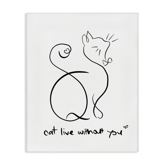 Stupell Industries Scandinavian Cat Live Without You Phrase Feline Pet Pun Canvas Art, 16 x 20, by Anna Quach