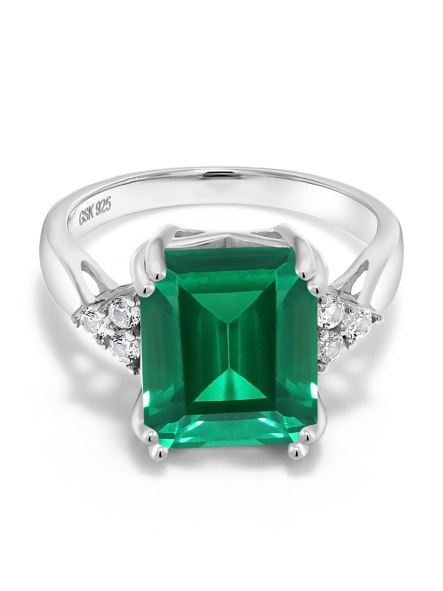 Natural Emerald Ring...925 Sterling Silver Emerald Ring...wedding Ring...6x5.5 mm Octagon Cutstone..#R133