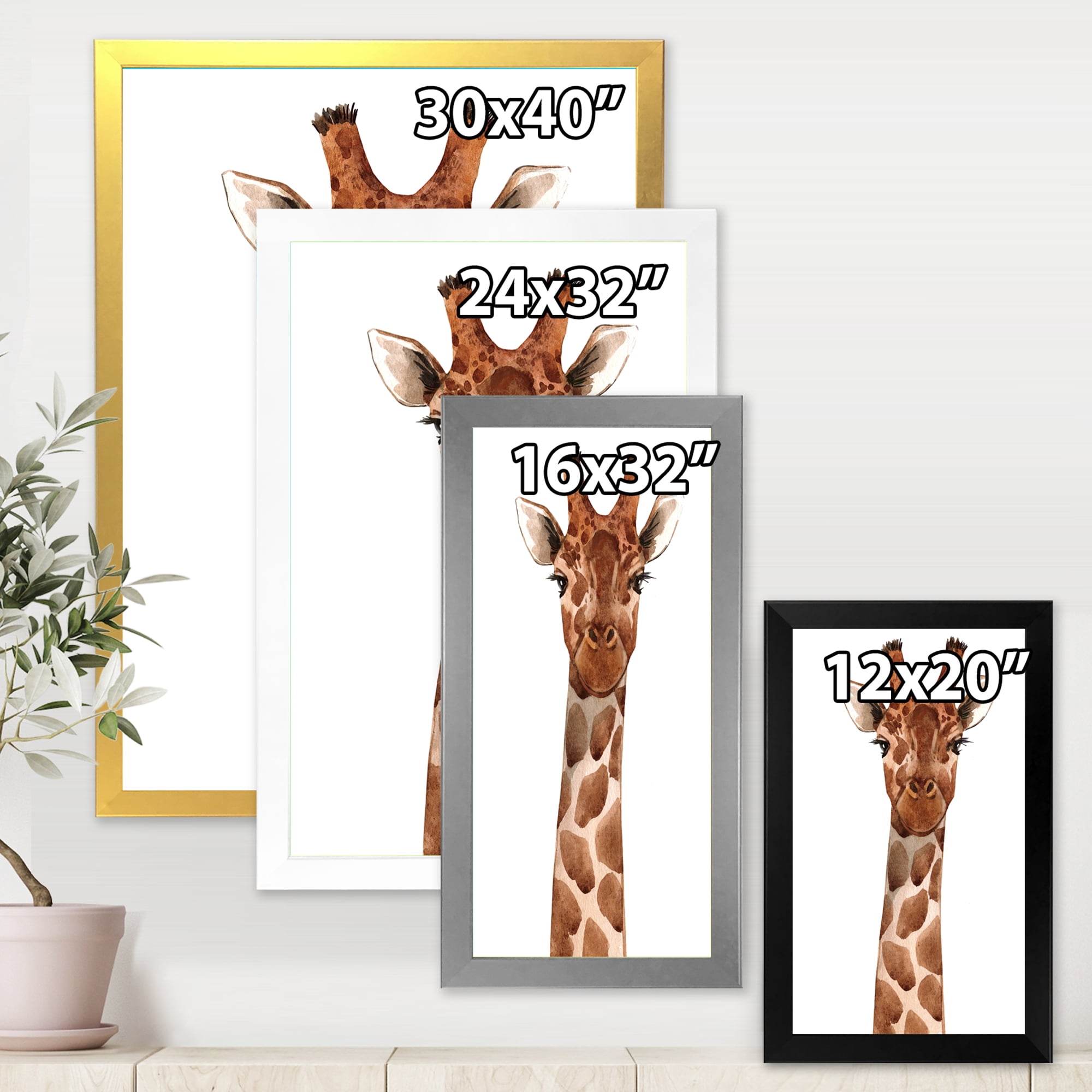 Designart 'Close Up Portrait of A Giraffe XI' Farmhouse Framed Art Print