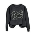 thumbnail image 4 of WEAIXIMIUNG Chandails en Molleton Graphiques Femmes Quotidien Maison Extérieur Entraînement Solide Manches Longues Col Rond T-Shirt Haut Imprimé Chandail en Molleton, 4 of 7