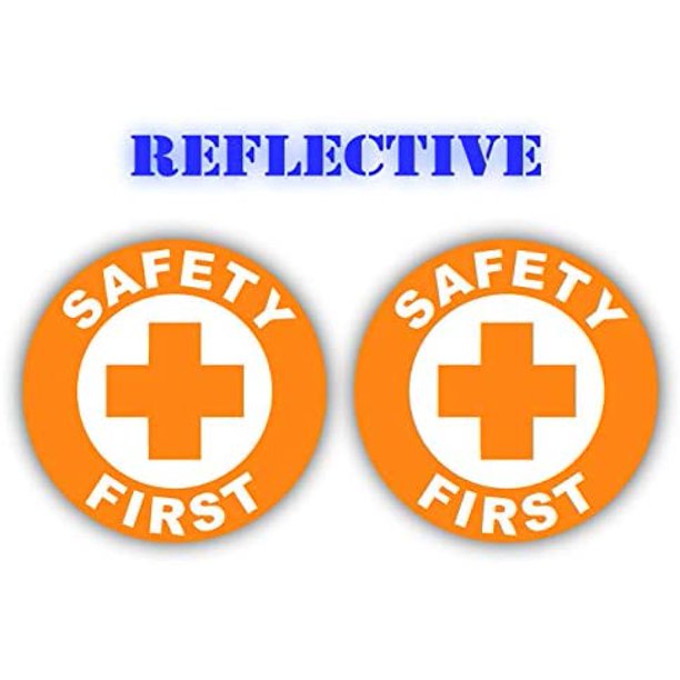  x2 REFLECTIVE Safety First Hard Hat Stickers Pair OSHA Helmet 