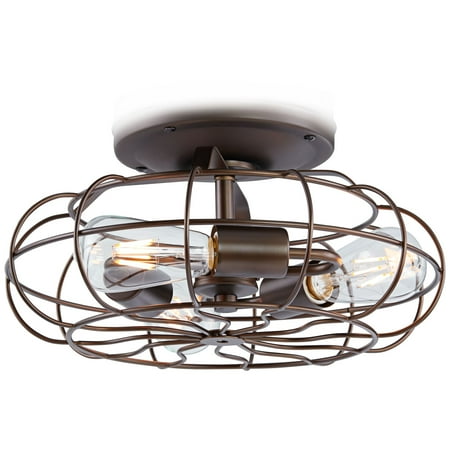Rubbed Bronze Vintage Cage Led Ceiling Fan Light Kit Rubbed Bronze Vintage Cage Led Ceiling Fan Light Kit
