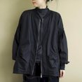 thumbnail image 3 of Chaquetas para mujer, moda coreana, chaquetas de béisbol holgadas de gran tamaño, cárdigans casuales, abrigos sólidos de manga larga, blusas vintage para mujer, 3 of 4
