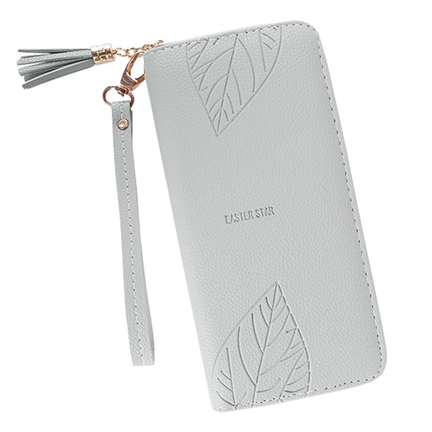 1 Uds. Cartera de mano de hoja para mujer, bolso de muñeca largo, bolso de teléfono de gran capacidad multifuncional con cremallera para mujer MFZFUKR BST3053852-4