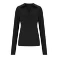 thumbnail image 6 of Tops for Women Plus Size Women's Long Sleeve Thermal Shirt for Women Tops CrewNeck T-Shirts with Thumb Holes Fall Fashion Black XXL, 6 of 8