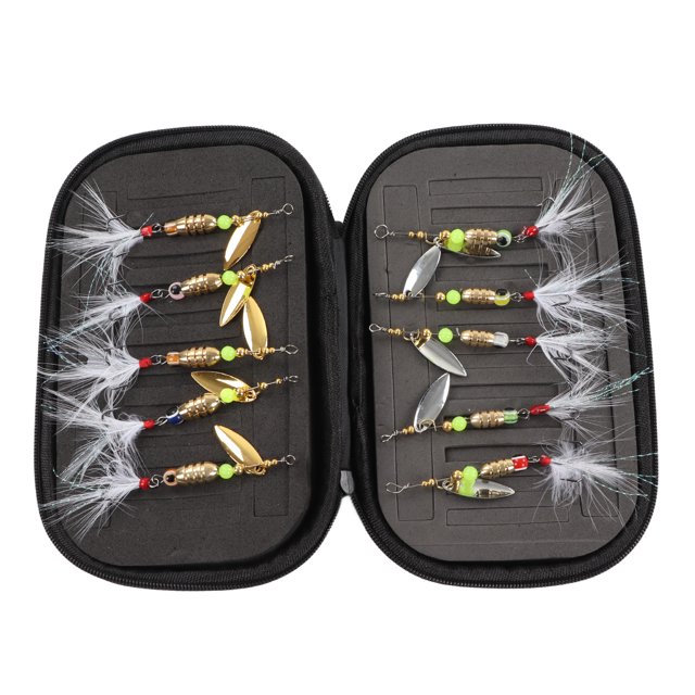 Fishing Lures Gear Kit, Sequin Rotation Fishing Lure Salt Water Resistant With Storage Case For Trout