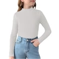 thumbnail image 4 of YunPes Girl's Cute Ruffle Mock Neck Sweaters Casual Plain Long Sleeved Ribbed Knit Sweater Fall Winter Base Layer Pullover Tops, 4 of 6