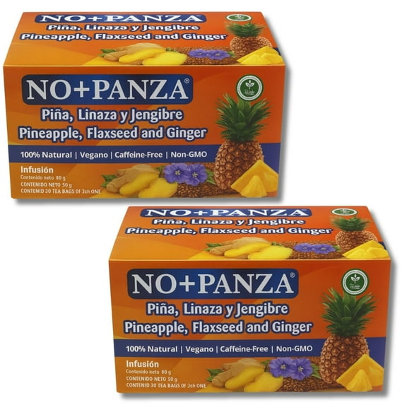 Herbal Tea by High Supreme – 2 Pack (30 Tea Bags Each) – Ginger, Pineapple, Cinnamon & Flaxseed – 100% Natural, Vegan, Caffeine-Free Infusion – Traditional Herbal Blend (Té de Jengibre, Piña, Canela