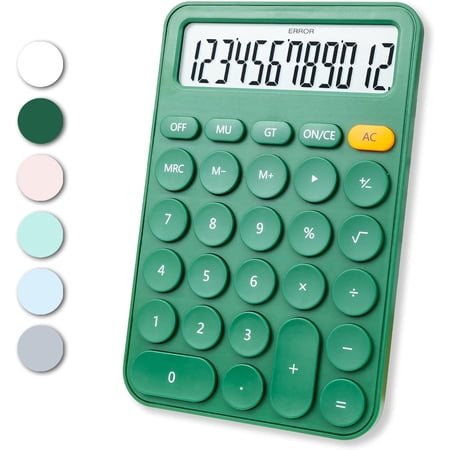 YEHOOM Standard Calculator 12 Digit,Desktop Large Display and Buttons,Calculator Black with Large LCD Display for Office,School, Home & Business Use,Automatic Sleep(Black)