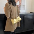 thumbnail image 1 of Bolso Hobo para mujer, Bolso de hombro plisado con cadena, Bolso femenino con cordón (dorado), 1 of 8