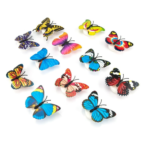 12pcs butterfly led wall stickers night light 3d glowing bedroom diy home decor