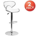 thumbnail image 3 of BizChair 2 Pack Contemporary Cozy Mid-Back White Vinyl Adjustable Height Barstool with Chrome Base, 3 of 14
