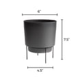 thumbnail image 3 of Bloem Hopson 6" Plastic Cachepot with Metal Stand - Decorative Indoor Planter with Black Metal Stand, Charcoal 2-Pack, 3 of 5