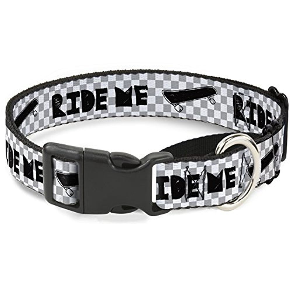 Buckle-Down Martingale Dog Collar - RIDE ME Skateboard w Mini Checker White Gray Black - 1" Wide - Fits 15-26" Neck Size