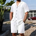 thumbnail image 4 of purcolt Men's 2 Piece Short Set Beach Vacation Outfits Casual Summer Short Sleeve Button Down Shirt and Shorts Set with Pocket, 4 of 7